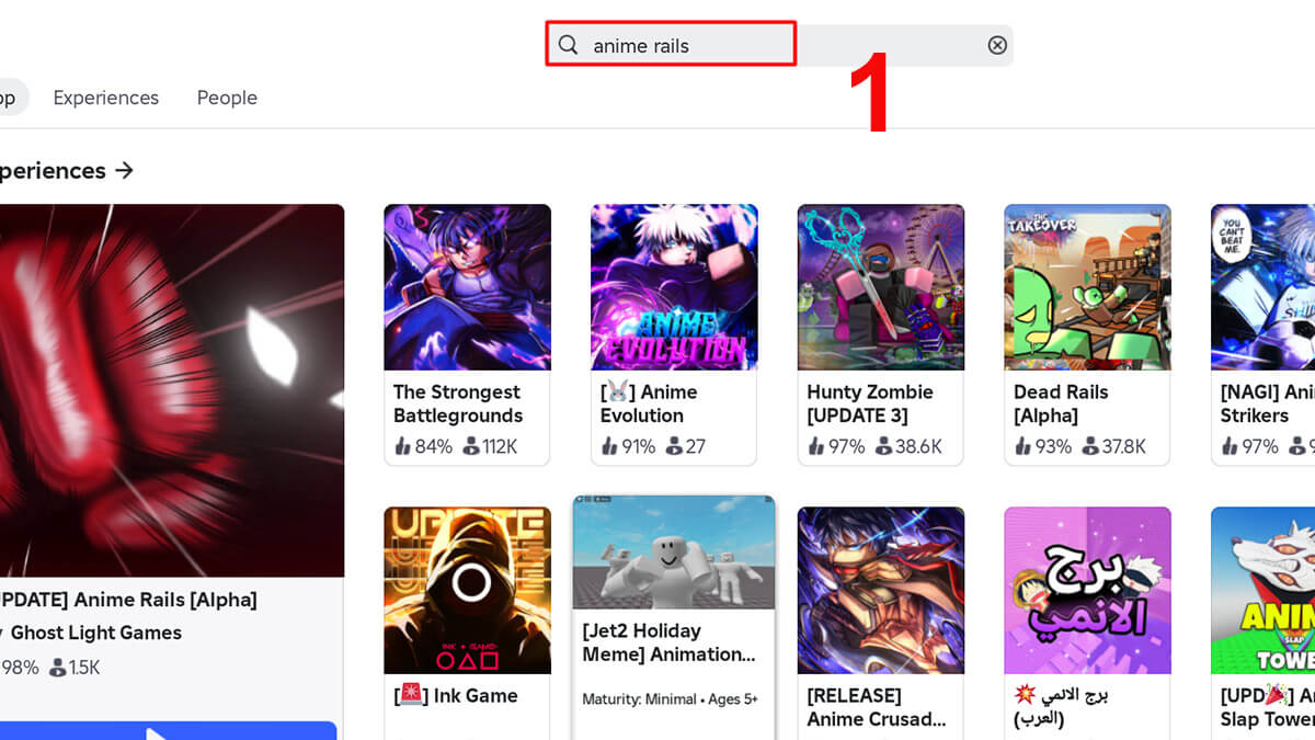 Cách sử dụng code Anime Rails Roblox bước 1