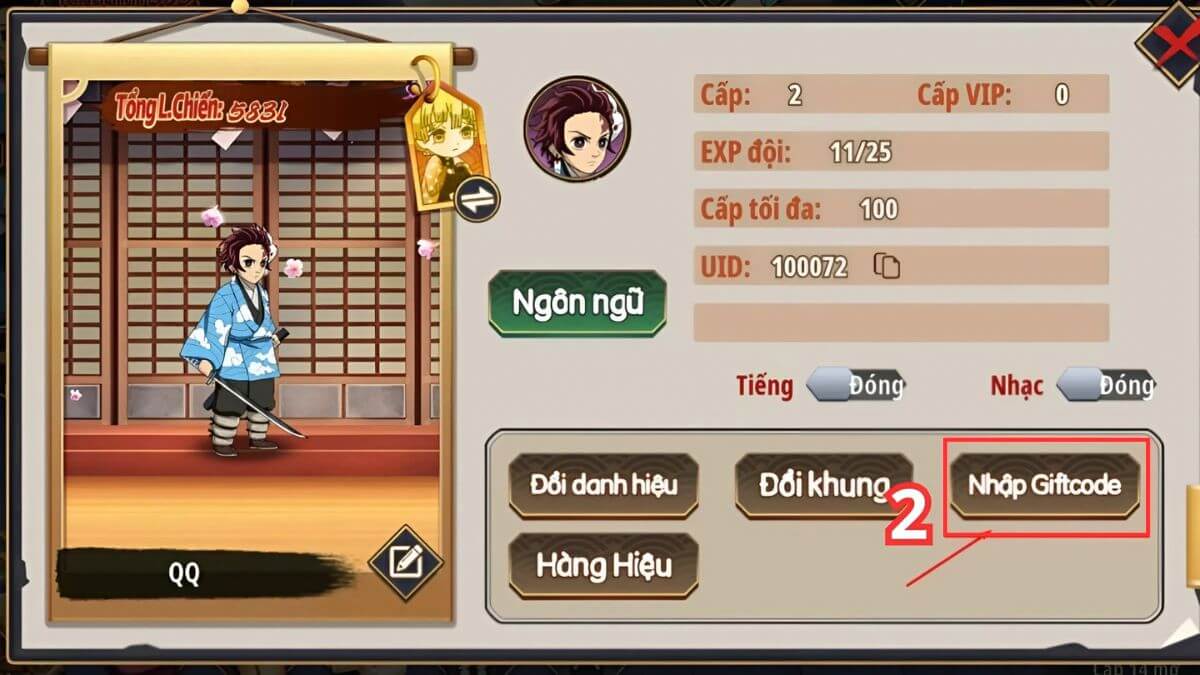 Cách sử dụng Code Demon King Legend bước 2