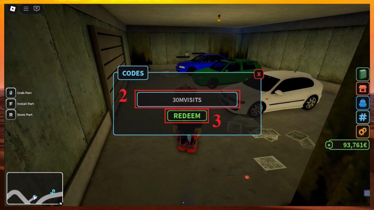 Cách sử dụng code Fix It Up bước 2