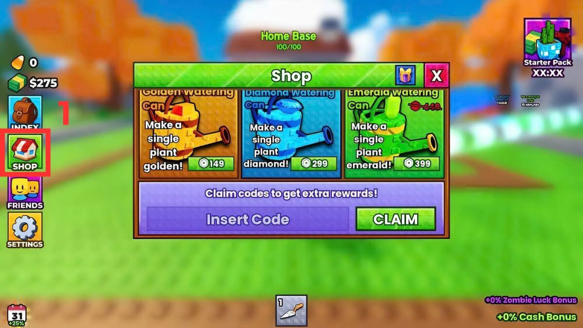 Cách sử dụng Code Garden vs Zombie bước 1