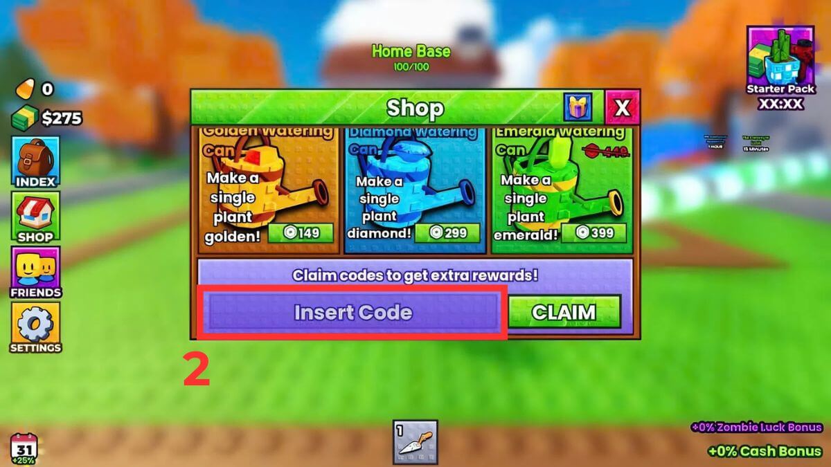 Cách sử dụng Code Garden vs Zombie bước 2