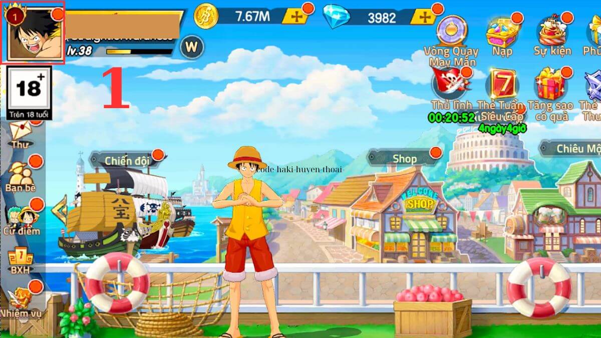 Cách sử dụng Code Haki Huyền Thoại bước 1