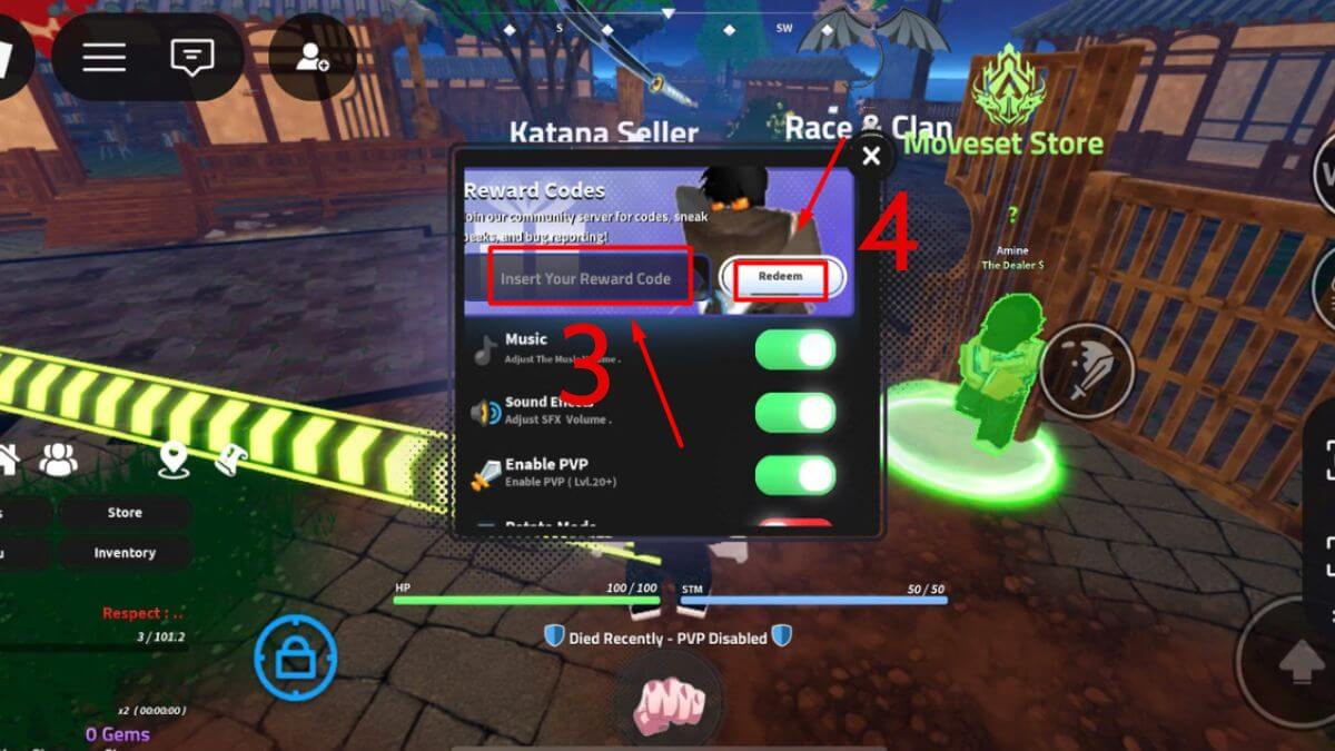 Cách sử dụng Code Jujutsu Seas bước 3