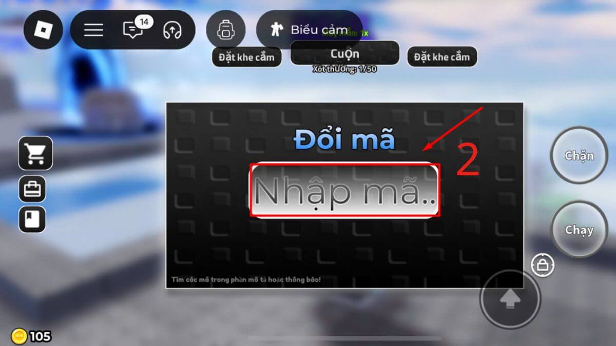 Cách sử dụng code RNG Showdown bước 2