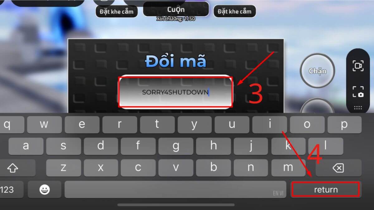 Cách sử dụng code RNG Showdown bước 3
