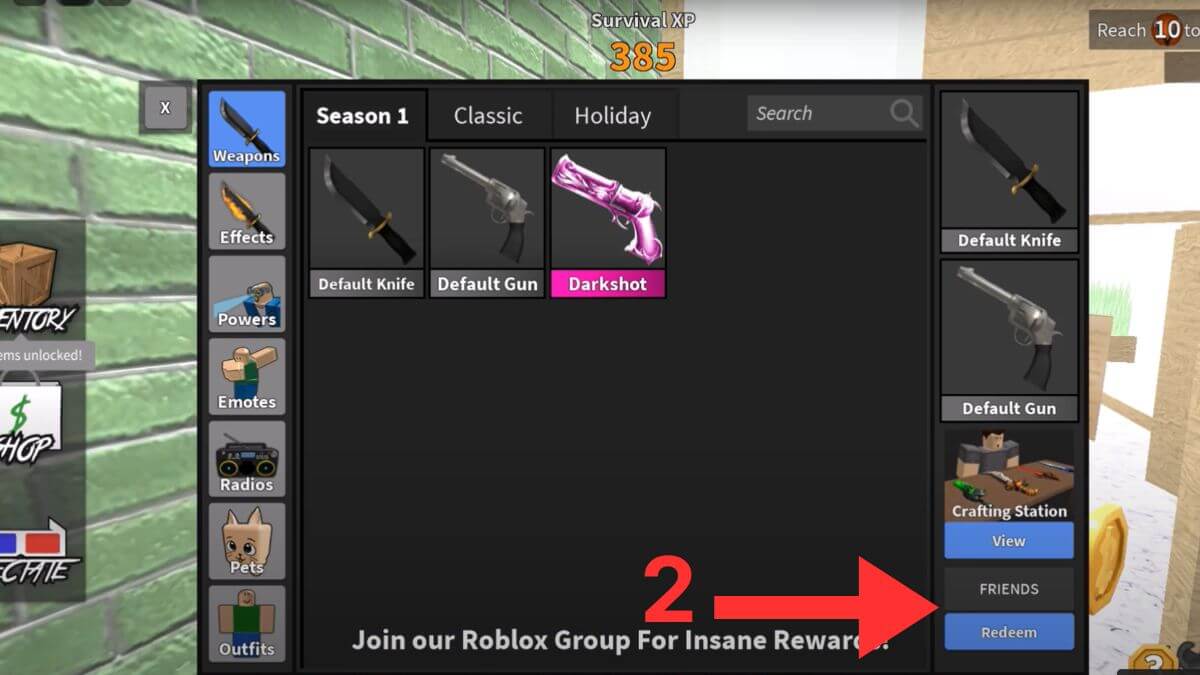 Cách sử dụng Code San’s MM2 bước 2