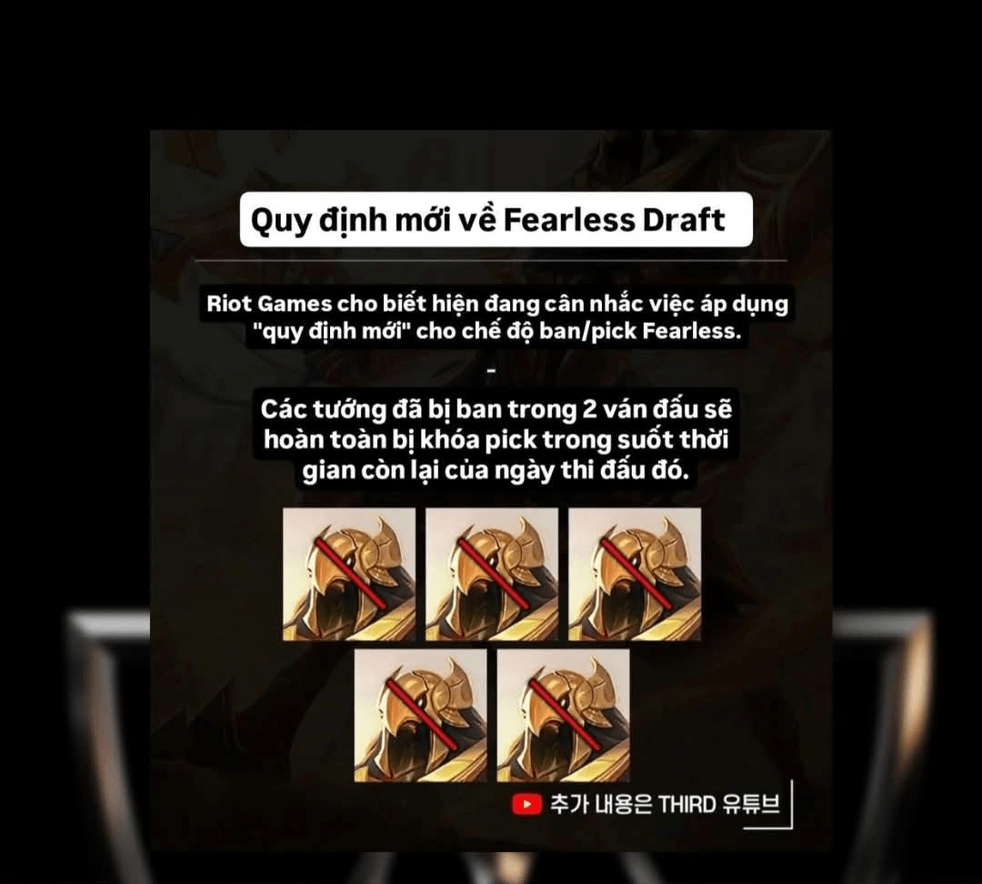 Thông tin đề xuất chỉnh sửa Fearless Draft tại khu vực LCK.